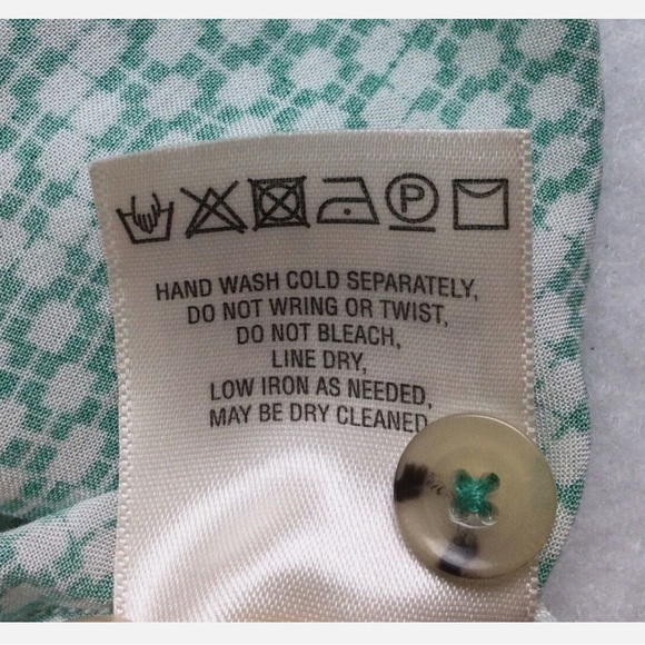 Maeve Anthropologie Green White Pattern Button with Collar Top Shirt Blouse. - Picture 3 of 4